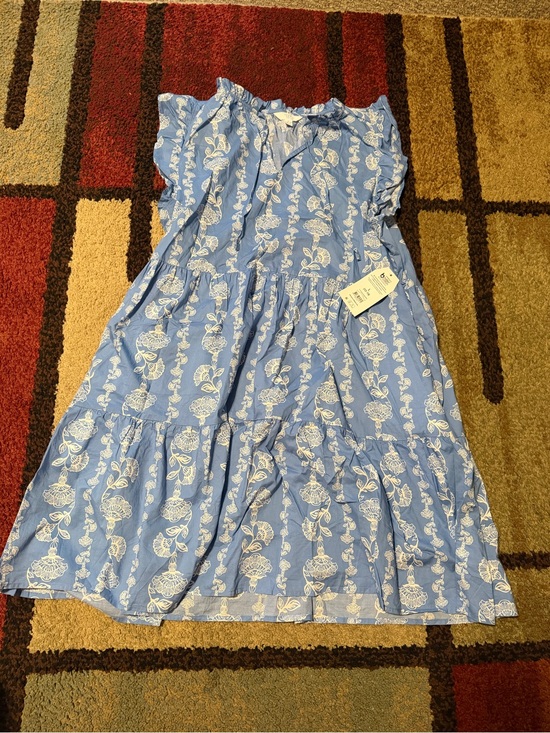 Dresses & Skirts - Women’s Blue Floral Ruffle Tiered Dress